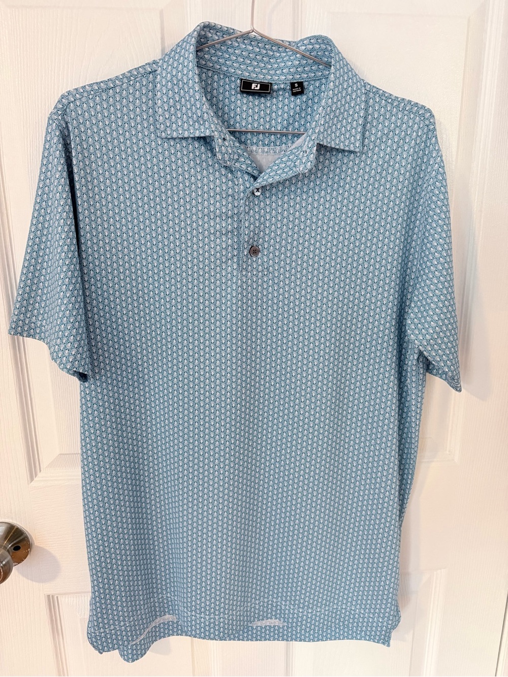 FootJoy Light Blue Printed Men's Golf Polo